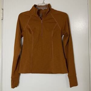 Beyond Yoga Heather Rib Take A Hike Zip Pullover orange rust size small